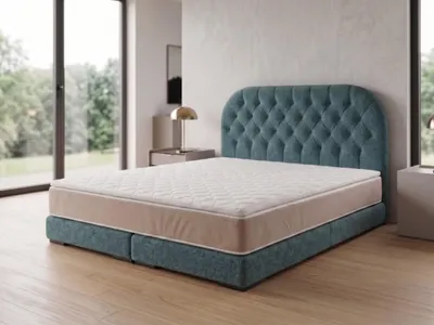 Produktbild von Polsterbett  LEON 4 mit Kopfteil, modernes gepolstertes Bett in 140 x 200 cm Farbe: Blau