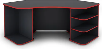 Produktbild von byLIVING Schreibtisch Thanatos, 198x85 cm, Melamin anthrazit, Kanten rot