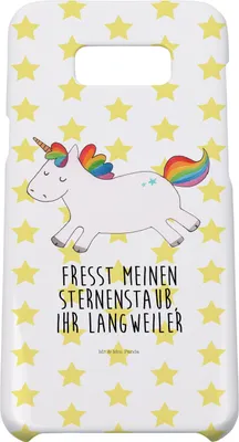 Produktbild von Mr. & Mrs. Panda Samsung Galaxy S8 plus Handyhülle  Einhorn Happy - Weiß - Geschenk, Unicorn, Handy, Cover, Lachen, Hülle, Lebensfreude, Freude, Einhörner, Case