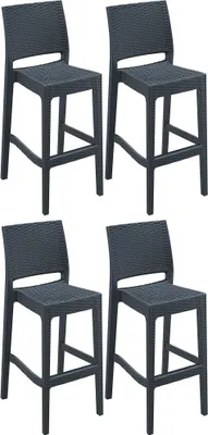 Produktbild von CLP 4er Set Barhocker Jamaica UV-beständig, wetterfest dunkelgrau