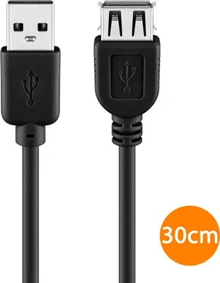 Produktbild von ORSEM USB Verlängerungskabel Hi-Speed 2.0 Datenkabel 480Mbit/s USB-Kabel A-Stecker zu A-Buchse Handy Ladekabel Verlängerung Kabel Schwarz 30cm