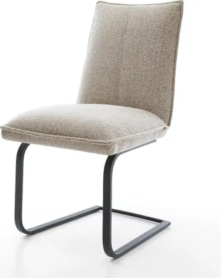 Produktbild von DELIFE Freischwinger Lelio-Flex Webstoff Soft Beige Freischwinger flach Schwarz Taschenfederkern