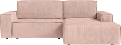 Produktbild von FEDVE Ecksofa Kokko mit Cordbezug mit Schlaffunktion, Hellrosa