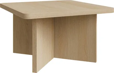 Image de Selsey Qubeo - Table basse 60 cm, carrée avec piètement en croix, aspect bois chêne