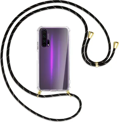 Produktbild von Handykette Backcover-Schutzhülle mit Band (Metall goldfarben) für Honor 20 Pro - schwarz/gold