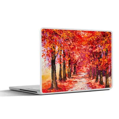 Produktbild von MuchoWow® Laptop Aufkleber Sticker Cover Gemälde - Bäume - Herbst - Ölgemälde 36.5x27.5 cm - Laptop-Sticker