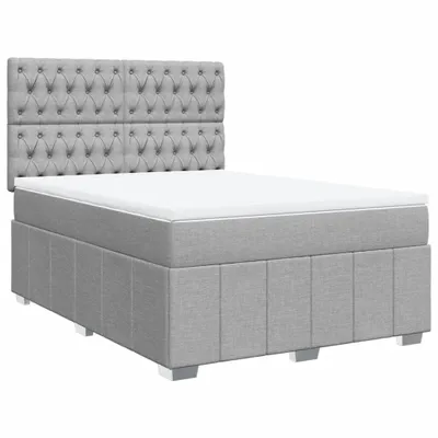 Produktbild von Boxspringbett mit Matratze Hellgrau 160x200 cm Stoff
