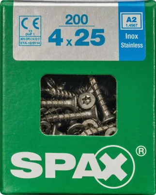 Produktbild von SPAX 4197000400257, Schraube, Edelstahl, Holz, Flachkopf, Torx, Silber