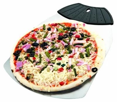 Pizzaschaufel aus Edelstahl, schwarz, spülmaschinengeeignet