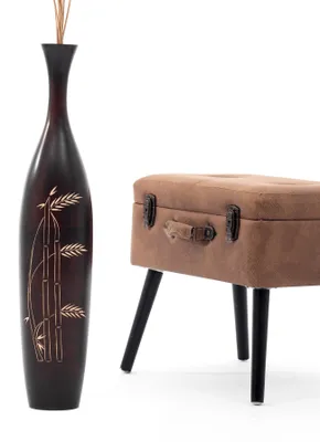 Produktbild von Leewadee Hohe Bodenvase 65 cm aus Mangoholz in braun