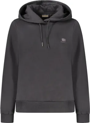 Immagine prodotto di Elegante felpa con cappuccio da donna nera - manica lunga, vestibilità regolare, ricamo