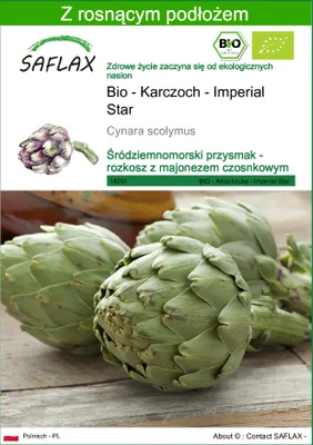 Zdjęcie produktu dla SAFLAX - Bio - Karczoch - Imperial Star - 5 Nasiona - Z podłożem uprawowym wolnym od zarazków - Cynara scolymus