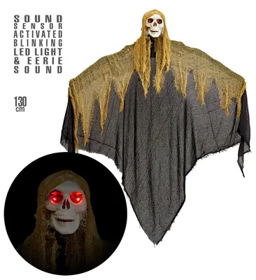 Produktbild von Animierter "Sensenmann" LED Augen und Geräusche 130 cm | Halloween Dekoration