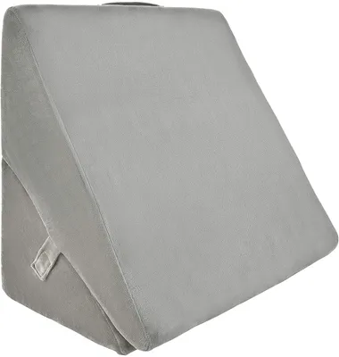 Produktbild von Multifunktionales Keilkissen für Bett & Couch, 2 teiliges Rückenkissen mit abnehmbarem Bezug & Klettverschluss, Lesekissen, Rückenlehne im Bett & zum Füsse hochlagern (grau)