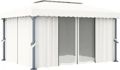 Obrázek produktu pro vidaXL Altán se závěsem 4x3 m krémově bílý hliník