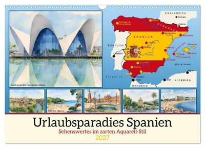 Produktbild von Urlaubsparadies Spanien (Wandkalender 2027 DIN A3 quer), CALVENDO Monatskalender