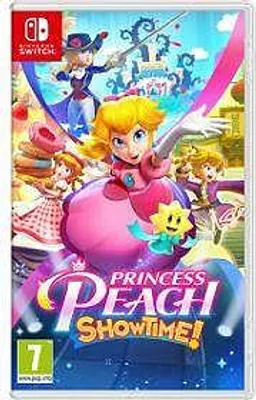 The image shows the game box art for 'Princess Peach: Showtime!' for the Nintendo Switch.