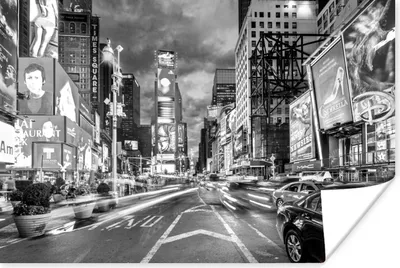 Produktbild von MuchoWow® Poster New York - Auto - Schwarz - Weiß 120x80 cm - Bilder