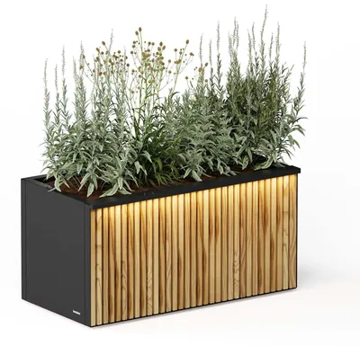 Produktbild von Herstera Garden Deco Planter 50 L Plus Pflanzkübel rechteckig mit LED 100x50x50 cm