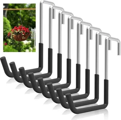 Image de Crochets métalliques robustes noirs de 19 cm pour garage à vélos