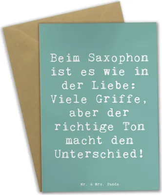 Produktbild von Mr. & Mrs. Panda Klappkarte Spruch Saxophon Liebe - Meeresbrise - Geschenk, Griffe, Musiker, Kreativität, osterkarte, Grußkarten, und Musik, Glückwunschkarte, Blues, Töne