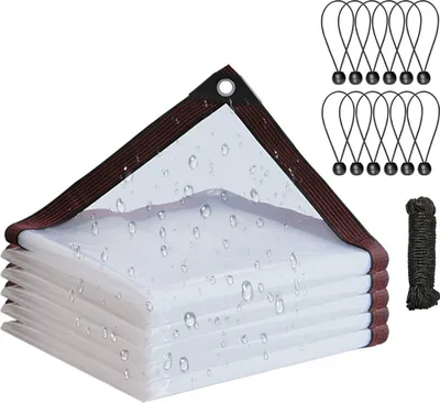 Produktbild von Wasserdicht Transparent Plane mit ösen, Abdeckplane baufolie, Regenschutz Windschutz Tarp Für Balkon, Garten, Pflanzengewächshaus(2mx5m)