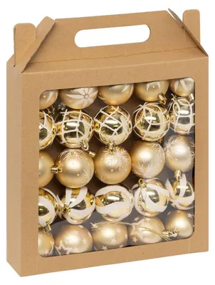 Produktbild von Christbaumkugeln "Colorama de Noël" 25er-Set aus Kunststoff D 6 cm Gold weiß