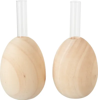 Produktbild von VBS Vase Reagenzglashalter "Holzei", 2 Stück, Kiefernholz