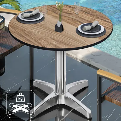 Produktbild von CPBL | HPL Bistrotisch | Ø:H 60 x 80 cm | Sheesham / Aluminium | Zusatzgewicht | Rund | Bistrotisch Gastro Tisch