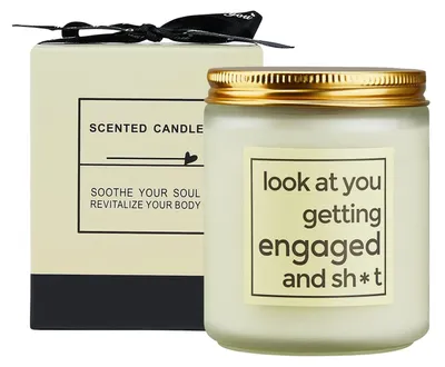 Duftkerze mit witzigem Spruch, Sojawachs, 100 g, rund, Geschenkbox