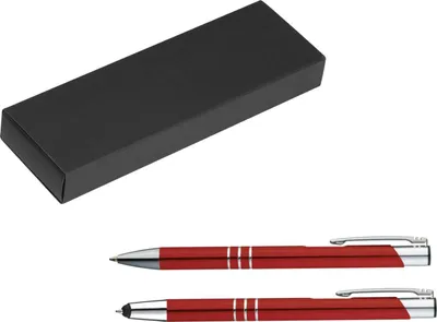 Produktbild von Metall Schreibset / Touchpen Kugelschreiber + Kugelschreiber / Farbe: rot