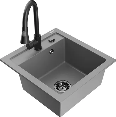 Produktbild von Mexen Vito 1-Becken-Granit-Spüle mit Mischbatterie Elia, Grau - 6503-71-670101-70-B