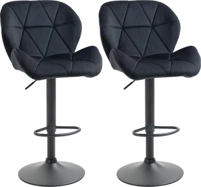 Produktbild von 2Er-Set Barhocker Drehbare Barstühle Mit Lehne Samt Touch Höhenverstellbar Armloser Schaumstoff Schwarz 51,5X 57,5 X 93-114,5 Cm