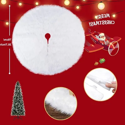 Weiße Weihnachtsbaumdecke von 78 cm für Weihnachtsdekoration, festliche Dekoration und Weihnachtsfeierdekoration