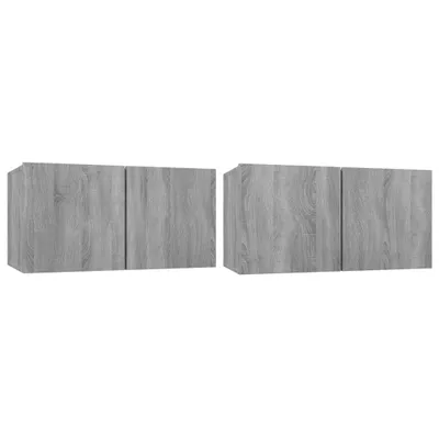 Produktbild von vidaXL | TV-Schrankset | 2 pcs Grau 60 x 30 x 30 cm Holzwerkstoff
