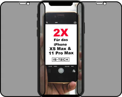 Produktbild von 2x iPhone XS Max / 11 Pro MAX 3D Anti Spy Privacy Blickschutz Panzer Schutz Glas 9H
