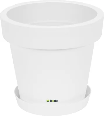 Produktbild von Blumentopf Übertopf inkl. Untersetzer Blumenkübel 40 cm x 36,1 cm weiß Pflanzkübel Pflanztopf Kunststoff