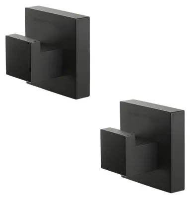 Handtuchhaken 2er-Set, selbstklebend, schwarz, Edelstahl