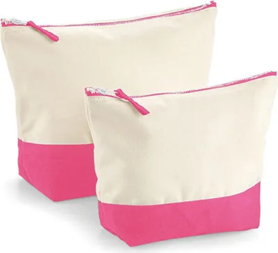 Produktbild von Westford Mill W544 | Dipped Base Canvas Accessory Bag / M ca. 3 Ltr, L ca. 5 Ltr. - Farbe: Natural/True Pink - Größe: M (19 x 18 x 9 cm