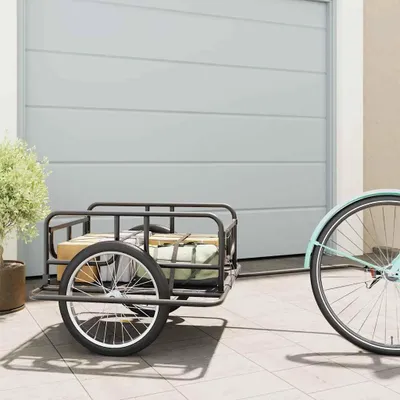 Image de vidaXL Remorque pour vélo 130x73x48,5 cm Acier noir