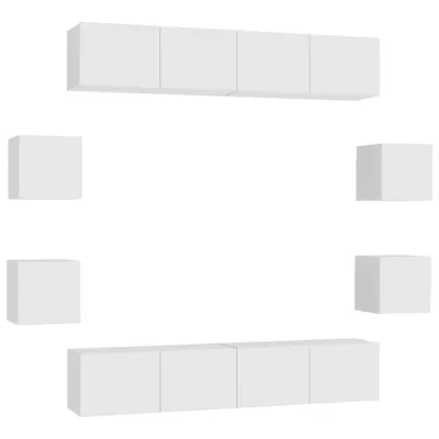 Produktbild von vidaXL 8-tlg. TV-Schrank-Set Weiß Holzwerkstoff
