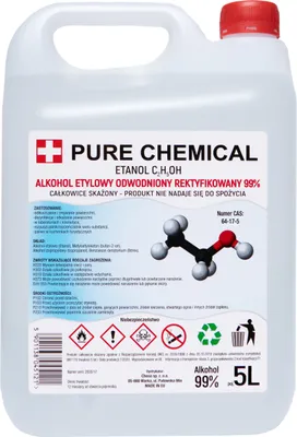 Produktbild von PURE CHEMICAL | Ethanol 99% | Alkohol zur Desinfektion und Entfettung | 5L