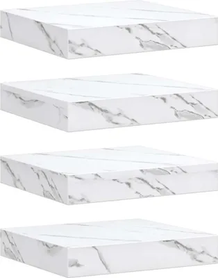 Immagine prodotto di vidaXL Mensola da parete, 4 pezzi, marmo bianco, 23 x 23,5 x 4 cm, materiale in legno
