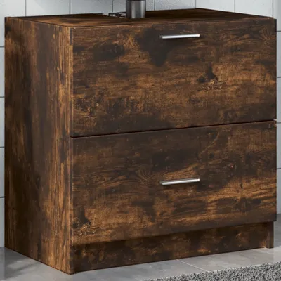 Produktbild von "2026 Promotion" Waschbeckenunterschrank - Badezimmerschrank - Räuchereiche 59x37x59 cm - Holzwerkstoff - Badezimmer CC30547