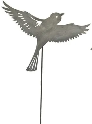 Produktbild von Stecker Vogel am Stab fliegend Metall 28xH109cm grau Garten Deko Gartenstecker