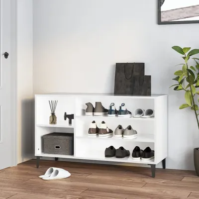 Produktbild von The Living Store Schuhregal Hochglanz-Weiß 102x36x60 cm Holzwerkstoff
