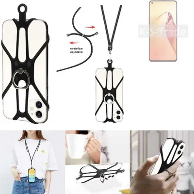 Produktbild von K-S-Trade 3in1 Handykette Handyband Handykordel Halsband Smartphone-Ring Handy-Ring kompatibel mit Oppo Reno8 Pro Fingerhalterung Handyring