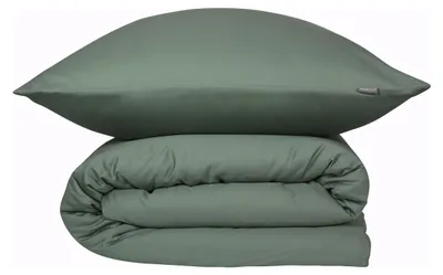 Produktbild von SCHIESSER Bettwäscheset Ella | Baumwollsatin | 2-teilig | Unifarben | 100% Baumwolle | Seidig glatt | YKK-Reißverschluss | 155x220 cm + 80x80 cm | Dunkelgrün