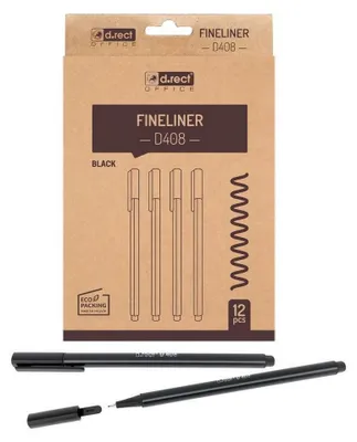 Produktbild von D.RECT D408 Fineliner | Filzstift Für Den Täglichen Gebrauch Geeignet | Feinleiner Stift | Superfeine, Linienbreite Ca. 0.4 Mm, 12 Stück - Schwarz