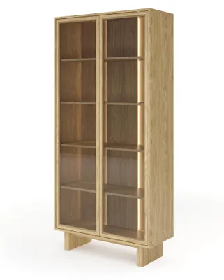 Obrázok produktu pre FURNLUX Vitrína Nabu, farba béžová, 94 cm / Hlavná farba: béžová / Rozmery: 94 x 195 x 39 cm